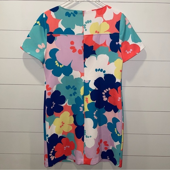 Trina Turk Floral Split Neck Shift  Dress Womens Size 10 - Picture 3 of 5